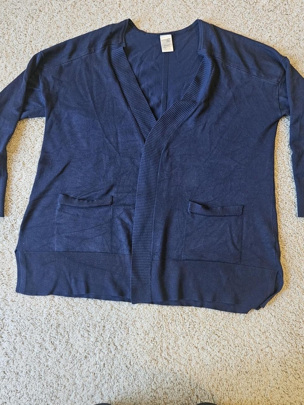 Navy Open Front Cardigan
